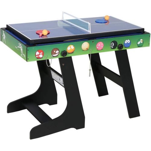  [아마존베스트]AHHC Multi Function 4 in 1 Combo Game Table, Soccer Foosball Table, Pool Table, Air Hockey Table, Table Tennis Table with Folding Legs，48 inch