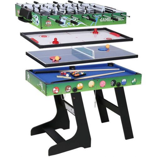  [아마존베스트]AHHC Multi Function 4 in 1 Combo Game Table, Soccer Foosball Table, Pool Table, Air Hockey Table, Table Tennis Table with Folding Legs，48 inch