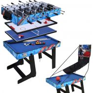 AHHC Multi Game Table 5-in-1 Combo Game Table, 5 Games with Hockey, Billiards, Table Tennis, Foosball and Basketball