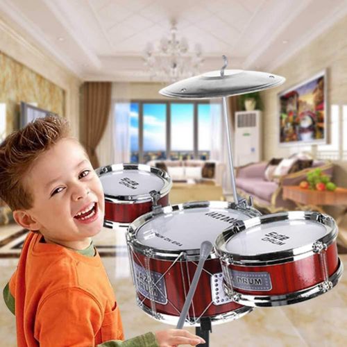  [아마존베스트]AHOMASH Small Jazz Drum Sets for Kids 1-5 Years Old Beats Musical Toys Plastic Drum Kit with Cymbal & Drumsticks