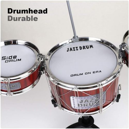  [아마존베스트]AHOMASH Small Jazz Drum Sets for Kids 1-5 Years Old Beats Musical Toys Plastic Drum Kit with Cymbal & Drumsticks