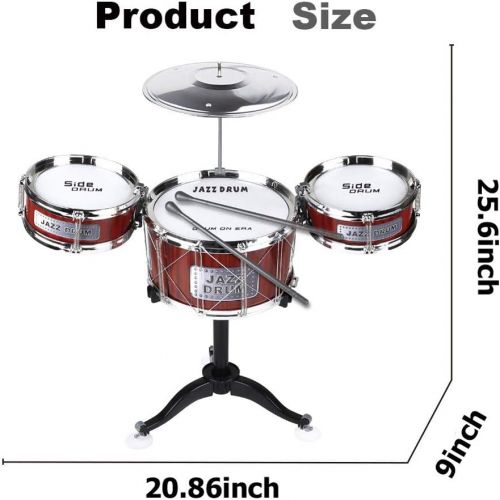  [아마존베스트]AHOMASH Small Jazz Drum Sets for Kids 1-5 Years Old Beats Musical Toys Plastic Drum Kit with Cymbal & Drumsticks