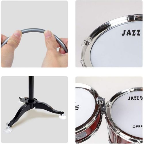  [아마존베스트]AHOMASH Small Jazz Drum Sets for Kids 1-5 Years Old Beats Musical Toys Plastic Drum Kit with Cymbal & Drumsticks