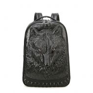 AIBAG 3D Print Animal Studded Backpack, PU Leather Cool Backpack Bookbag