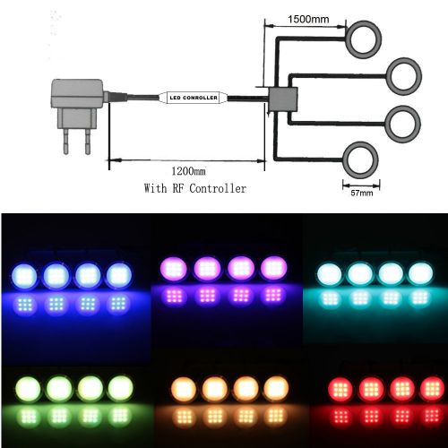  AIBOO RGB Color Changing LED Under Cabinet Lights Kit Aluminum Slim Puck Lamps for Kitchen Counter Wardrobe Counter Furniture Ambiance Christmas Decor Lighting (6 lights)