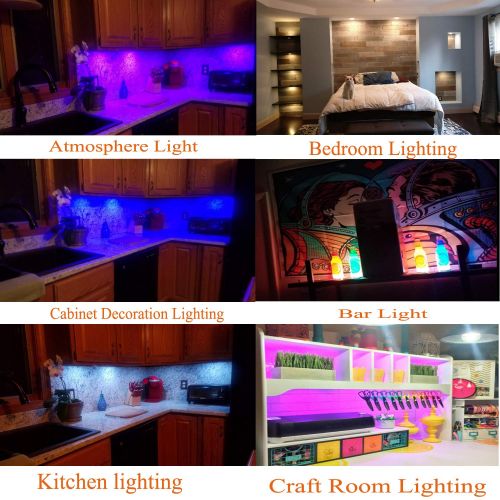  AIBOO RGB Color Changing LED Under Cabinet Lights Kit Aluminum Slim Puck Lamps for Kitchen Counter Wardrobe Counter Furniture Ambiance Christmas Decor Lighting (6 lights)