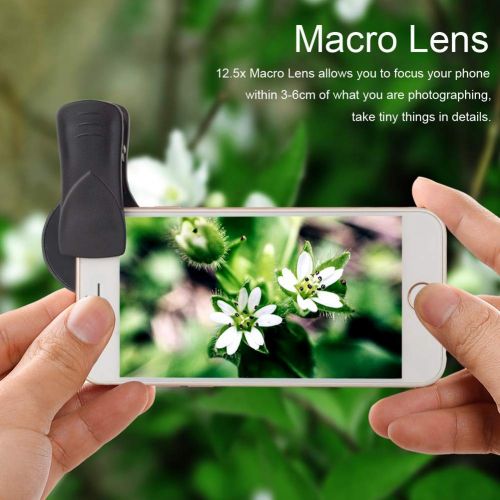  AIBOTY Cell Phone Camera Lens Kit，12x Macro Lens+0.45x Super Wide Angle Lens，Most Models for iPhone & Android