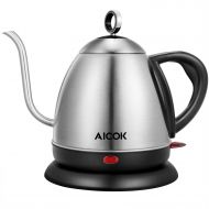 Electric Kettle, AICOK Electric Gooseneck Kettle, Pour Over Kettle for Coffee or Tea, 1L Fast Heating Stainless Steel Water Kettle with Boil Dry Protection & Automatic Shutoff, 100