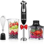 AICOK Hand Blender, Aicok 4-in-1 Immersion Stick Blender 6-Speed Electric Hand Mixer Stainless Steel Set Includes Food Chopper, Whisk, and BPA Free Beaker Attachments