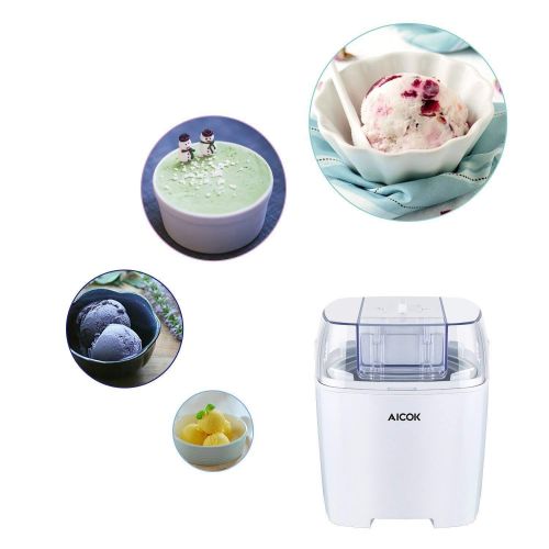  AICOK Aicok Ice Cream Maker, 1.5 Quart Ice Cream Machine, Frozen Yogurt and Sorbet Machine with Timer Function and Recipe Book, White