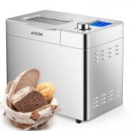 /AICOK Custom Loaf Bread Maker, Aicok 25 Programs Gluten Free Bread Machine with One-Knob-Operation, Large-Sized LED Display, Visual Menu, Removable Fruit and Nut Dispenser, Fully Stainle