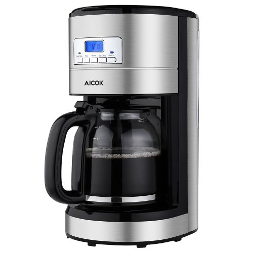  AICOK Aicok Coffee Maker , 12 Cups Programmable Coffee Maker with Timer, Coffee Pot, and Reusable Filter, Stainless Steel