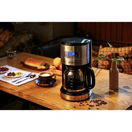  AICOK Aicok Coffee Maker , 12 Cups Programmable Coffee Maker with Timer, Coffee Pot, and Reusable Filter, Stainless Steel