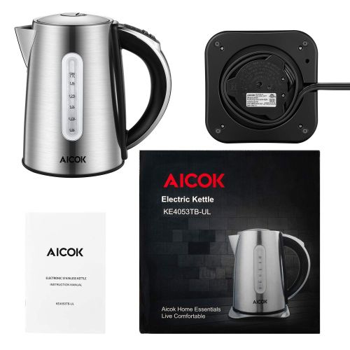  AICOK Electric Kettle, Aicok Upgraded Version Temperature Kettle, 1.7L Temperature Control Kettle with 6 LED Color Change, Fast Boiling Water Boiler with Double Water Gauge BPA Free