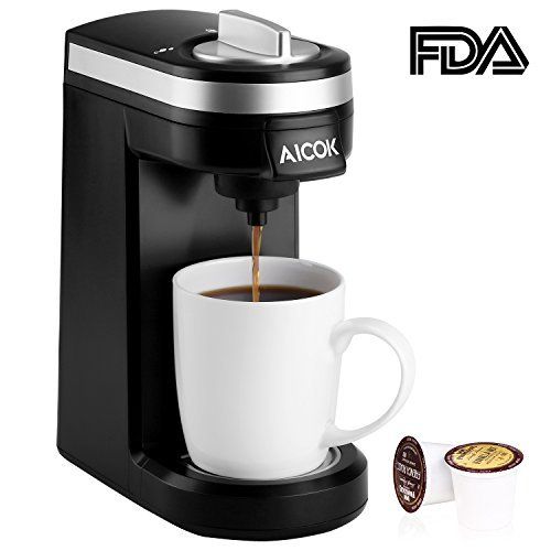  AICOK Aicok Single Serve Coffee Maker, Coffee Machine for Most single cup pods including K-Cup pods, Quick Brew Technology Travel One Cup Coffee Brewer