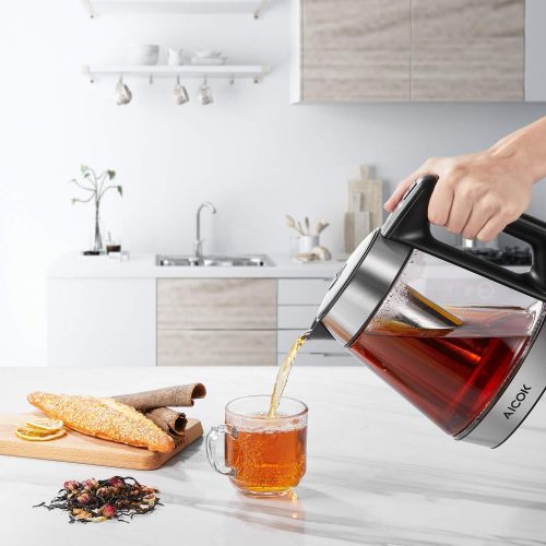  AICOK Aicok Electric Kettle Glass Tea Kettle Variable Temperature Control Cordless Water Kettle with Infuser Keep Warm Function Auto Shut Off Tea Pot LED Indicator Boil Dry Protection Wa