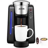 AICOK Aicok Single Serve Programmable Coffee Maker, Five Brew Sizes for Most Single Cup Pods Including K-CUP pods, 45 OZ Large Removable Water Tank, Quick Brew Technology, 1420W, Black
