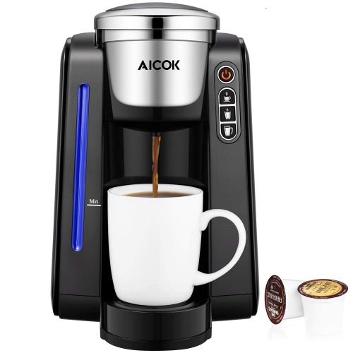  AICOK Aicok Single Serve Programmable Coffee Maker, Five Brew Sizes for Most Single Cup Pods Including K-CUP pods, 45 OZ Large Removable Water Tank, Quick Brew Technology, 1420W, Black