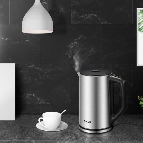  AICOK Aicok Electric Kettle Temperature Control, Double Wall Cool Touch Stainless Steel Water Kettle with LED Display from 90 ℉-212℉| BPA-Free | Strix Control | Keep Warm | Quick Boil |