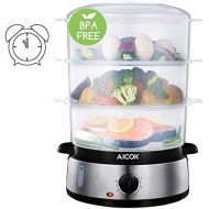 AICOK Food Steamer 9.5 Quart Vegetable Steamer, 800W Fast Heating Electric Steamer including 3 Tier Stackable Baskets with Rice bowl, Stainless Steel