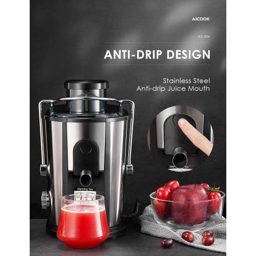  [아마존 핫딜] [아마존핫딜]AICOOK Juicer Wide Mouth Juice Extractor, Juicer Machines BPA Free Compact Fruits & Vegetables Juicer, Dual Speed Centrifugal Juicer with Anti-drip Function, Stainless Steel Juicer