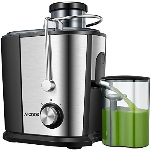  AICOOK Juicer Wide Mouth Juice Extractor, Aicook Juicer Machines BPA Free Compact Fruits & Vegetables Juicer, Dual Speed Centrifugal Juicer with Anti-drip Function, Stainless Steel Juicer