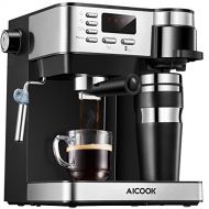 AICOOK Aicook Espresso and Coffee Machine, 3 in 1 Combination 15Bar Espresso Machine and Single Serve Coffee Maker With Coffee Mug, Milk Frother for Cappuccino and Latte