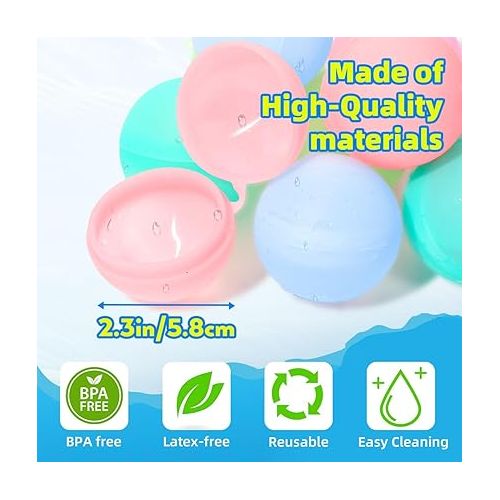  Reusable Water Balloon Pool Toys,10 PCS Self Sealing Silicone Water Ball Pool Beach Toys for Kids,Summer Fun Water Toys for Outdoor Activities, Summer Party, Water Park, Family Game