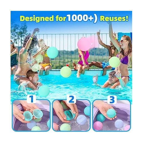  Reusable Water Balloon Pool Toys,10 PCS Self Sealing Silicone Water Ball Pool Beach Toys for Kids,Summer Fun Water Toys for Outdoor Activities, Summer Party, Water Park, Family Game