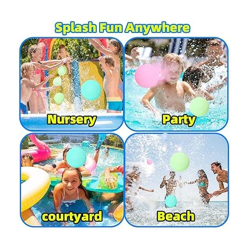  Reusable Water Balloon Pool Toys,10 PCS Self Sealing Silicone Water Ball Pool Beach Toys for Kids,Summer Fun Water Toys for Outdoor Activities, Summer Party, Water Park, Family Game