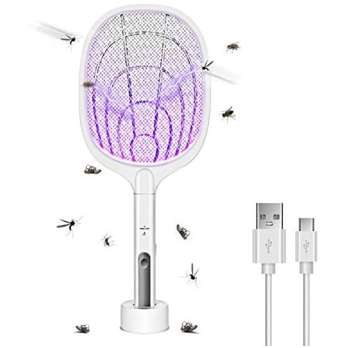  AICase Bug Zapper, 3000 Volt Indoor & Outdoor Electric Fly Swatter, USB Rechargeable Mosquito Killer Racket for Home Bedroom, Kitchen,Office, Backyard, Patio,Safe to Touch with 3-Layer Sa