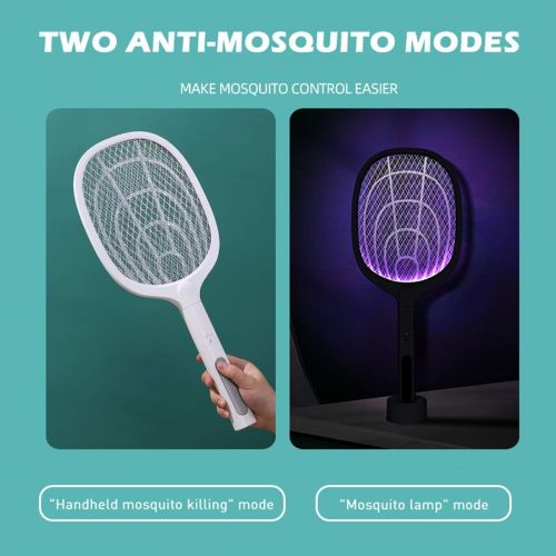  AICase Bug Zapper, 3000 Volt Indoor & Outdoor Electric Fly Swatter, USB Rechargeable Mosquito Killer Racket for Home Bedroom, Kitchen,Office, Backyard, Patio,Safe to Touch with 3-Layer Sa