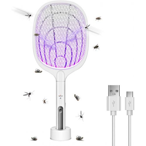  AICase Bug Zapper, 3000 Volt Indoor & Outdoor Electric Fly Swatter, USB Rechargeable Mosquito Killer Racket for Home Bedroom, Kitchen,Office, Backyard, Patio,Safe to Touch with 3-Layer Sa