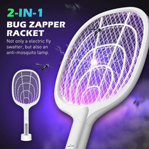  AICase Bug Zapper, 3000 Volt Indoor & Outdoor Electric Fly Swatter, USB Rechargeable Mosquito Killer Racket for Home Bedroom, Kitchen,Office, Backyard, Patio,Safe to Touch with 3-Layer Sa