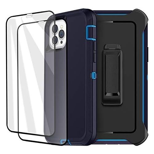  [아마존베스트]AICase Defense iPhone 12 Case iPhone 12 Pro Case with Two Screen Protector Tempered Glass 3 Layer Rugged Heavy Duty Cases for iPhone 12/ iPhone Pro,6.1 inch 2020 (Admiral Blue/Royal Blue)