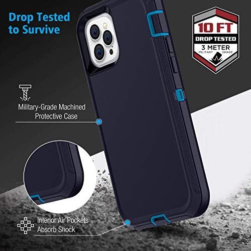  [아마존베스트]AICase Defense iPhone 12 Case iPhone 12 Pro Case with Two Screen Protector Tempered Glass 3 Layer Rugged Heavy Duty Cases for iPhone 12/ iPhone Pro,6.1 inch 2020 (Admiral Blue/Royal Blue)