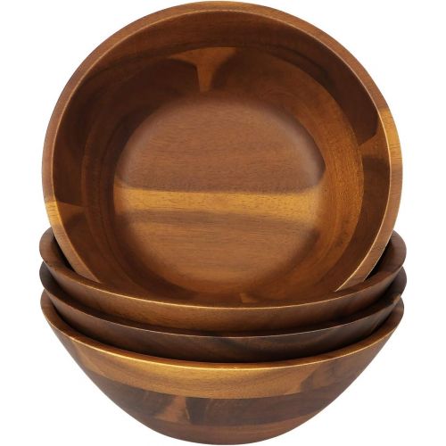  [아마존핫딜][아마존 핫딜] 7-Inch Acacia Wooden Salad Bowls, AIDEA 4 Acacia Wood Bowl Set for Cereal Fruit Pasta,Hardwood Serving - Best Christmas Gift