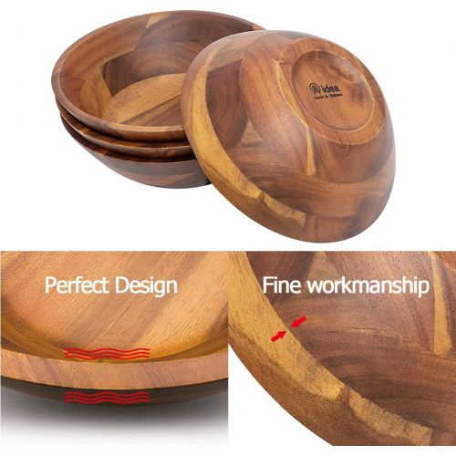  [아마존핫딜][아마존 핫딜] 7-Inch Acacia Wooden Salad Bowls, AIDEA 4 Acacia Wood Bowl Set for Cereal Fruit Pasta,Hardwood Serving - Best Christmas Gift