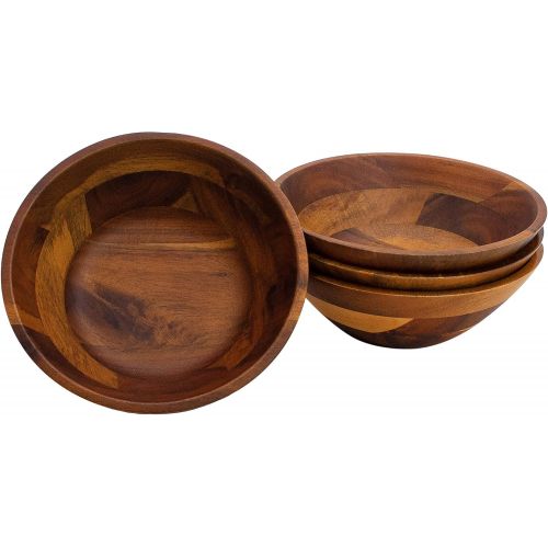  [아마존핫딜][아마존 핫딜] 7-Inch Acacia Wooden Salad Bowls, AIDEA 4 Acacia Wood Bowl Set for Cereal Fruit Pasta,Hardwood Serving - Best Christmas Gift