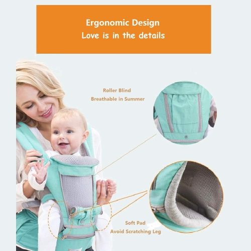  AIEBABY 360° Ergonomic Baby Carrier for Newborn with Hip Seat Front and Back for All Seasons