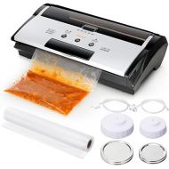 Aieve Food Vacuum Sealer Machine, 90Kpa Vacuum Sealer Machine Kit Preservation for Mason Jar/Dry/Liquid Food, Built-in Bag Storage and Cutter (with Vacuum Sealer Bags)