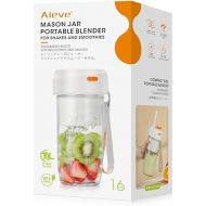 Portable Blender, Aieve USB Rechargeable Travel Blender for Wide Mouth Mason Jar, 16oz Blender Cup with Jar Lid and 8 Blades for Picnic/Office/Gym/Travel