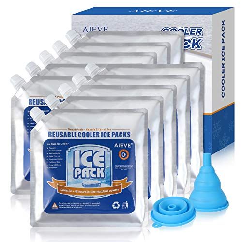  AIEVE Ice Packs for Coolers, 10 Pack Cooler Ice Packs Long Lasting Cooler Freezer Packs Reusable Ice Packs for Coolers RTIC Cooler and YETI Coolers, Camping, Lunch Bags, Office, Be