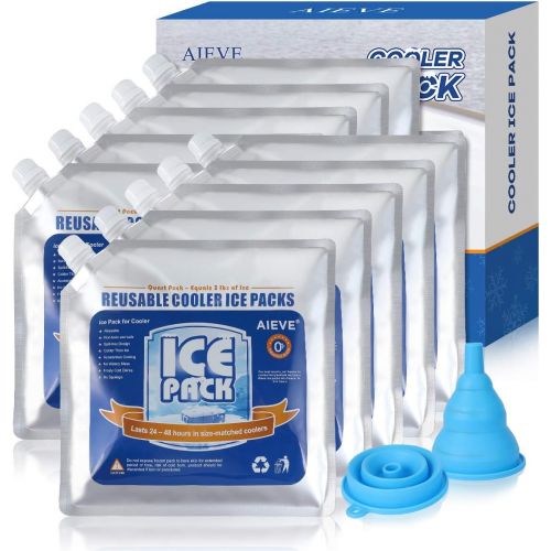  AIEVE Ice Packs for Coolers, 10 Pack Cooler Ice Packs Long Lasting Cooler Freezer Packs Reusable Ice Packs for Coolers RTIC Cooler and YETI Coolers, Camping, Lunch Bags, Office, Be