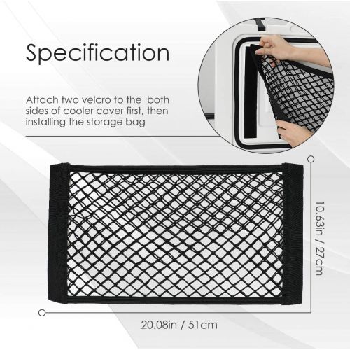  AIEVE Cooler Storage Bag, 2 Pack High Capacity Heavy Duty Adhesive Backed Elastic Nylon Mesh Storage Net Cooler Organizer for Coolers