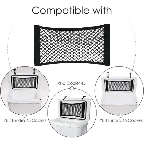  AIEVE Cooler Storage Bag, 2 Pack High Capacity Heavy Duty Adhesive Backed Elastic Nylon Mesh Storage Net Cooler Organizer for Coolers