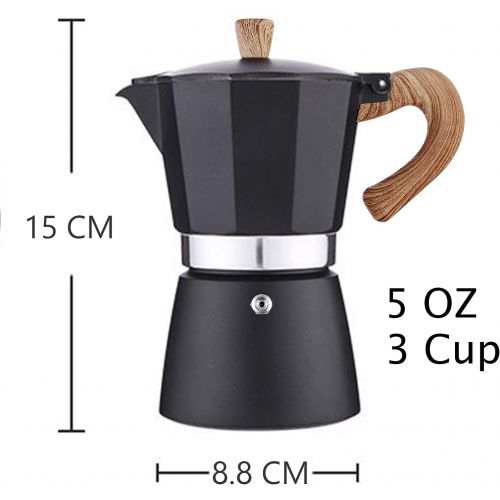  AIFUSI Stovetop Espresso Maker 3 Cup, Moka Pot - 5 oz Manual Cuban Coffee Percolator Machine Premium Aluminum Moka Italian Espresso Greca Coffee Maker Brewer Percolator