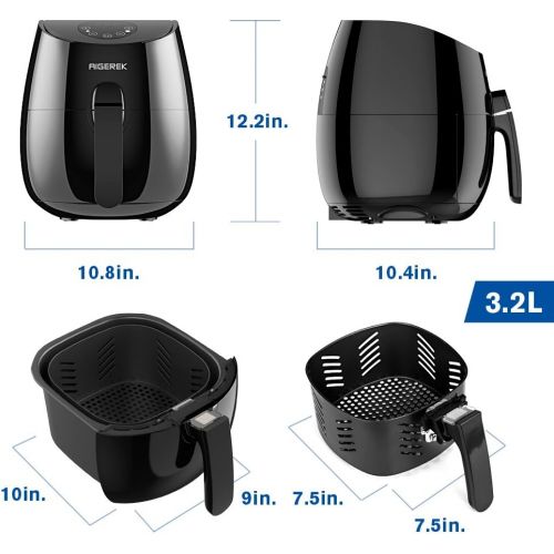  AIGEREK Air Fryer, Touch Screen Digital Air Fryer & Insulted Basket Handle, Fry Healthy With 80% Less Fat, Black3.7QTArk200BE