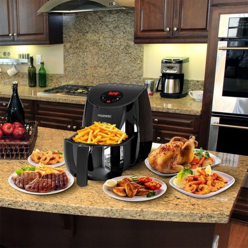  AIGEREK Air Fryer, Touch Screen Digital Air Fryer & Insulted Basket Handle, Fry Healthy With 80% Less Fat, Black3.7QTArk200BE