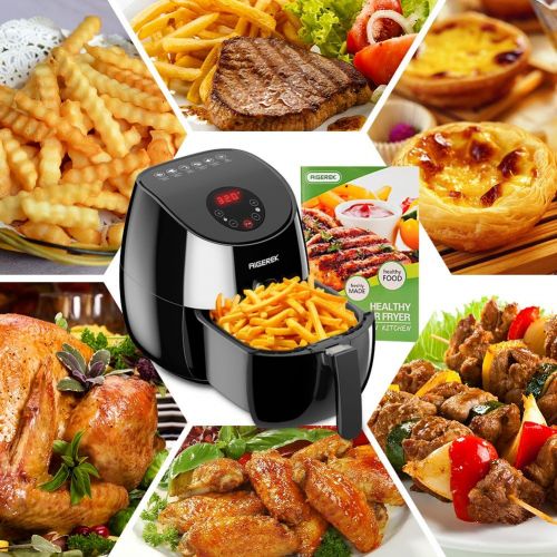  AIGEREK Air Fryer, Touch Screen Digital Air Fryer & Insulted Basket Handle, Fry Healthy With 80% Less Fat, Black3.7QTArk200BE